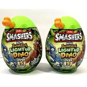 Lot of 2 Zuru Smashers Jurassic Series 1 Light Up Dino NANO Mystery Egg